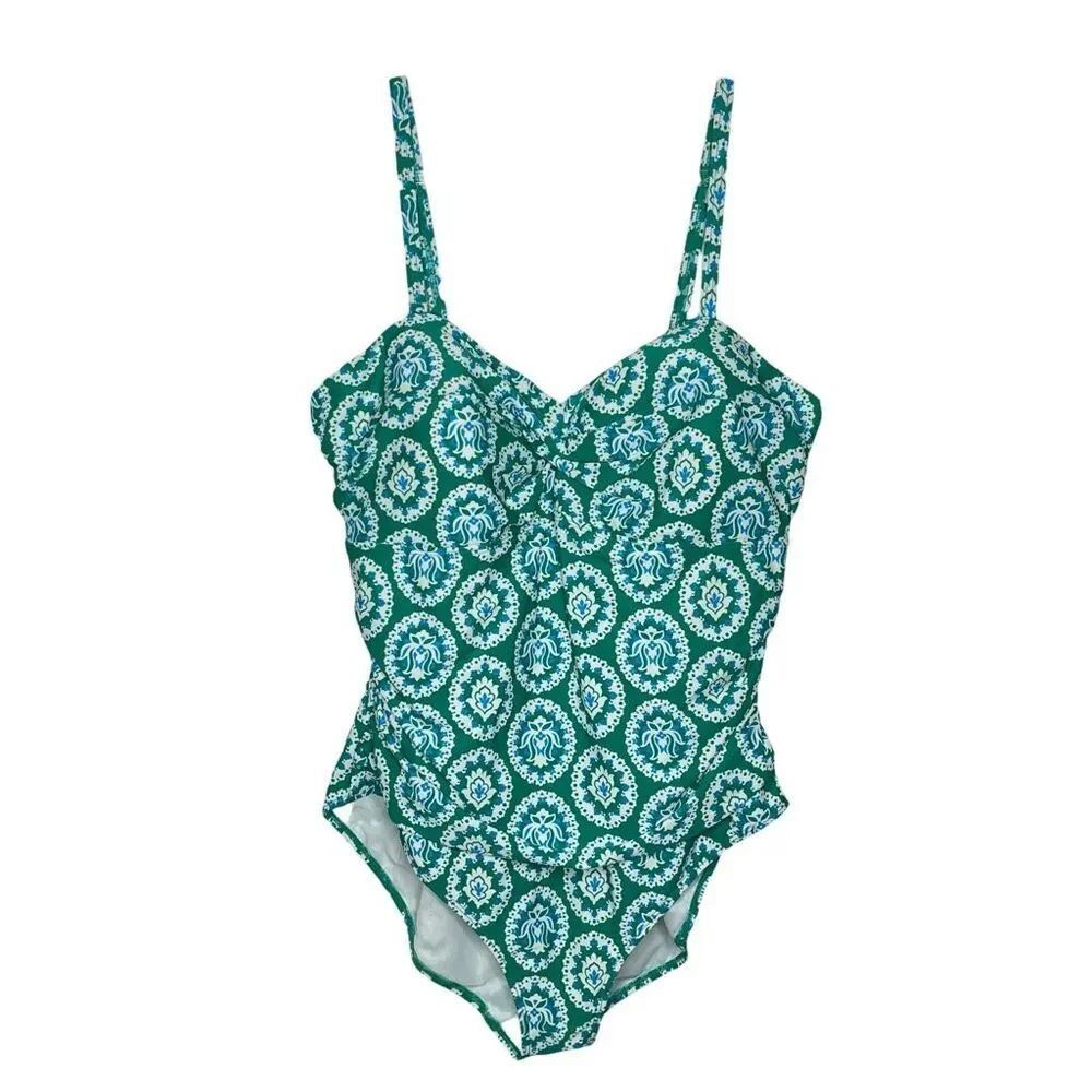 Boden Green Blue Floral Medallion One Piece Swimsuit Women’s US Size 16/18